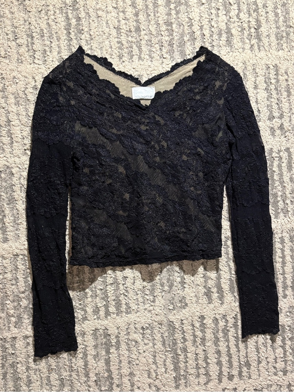 Hanky panky black lace long sleeve stretchy sexy top size M